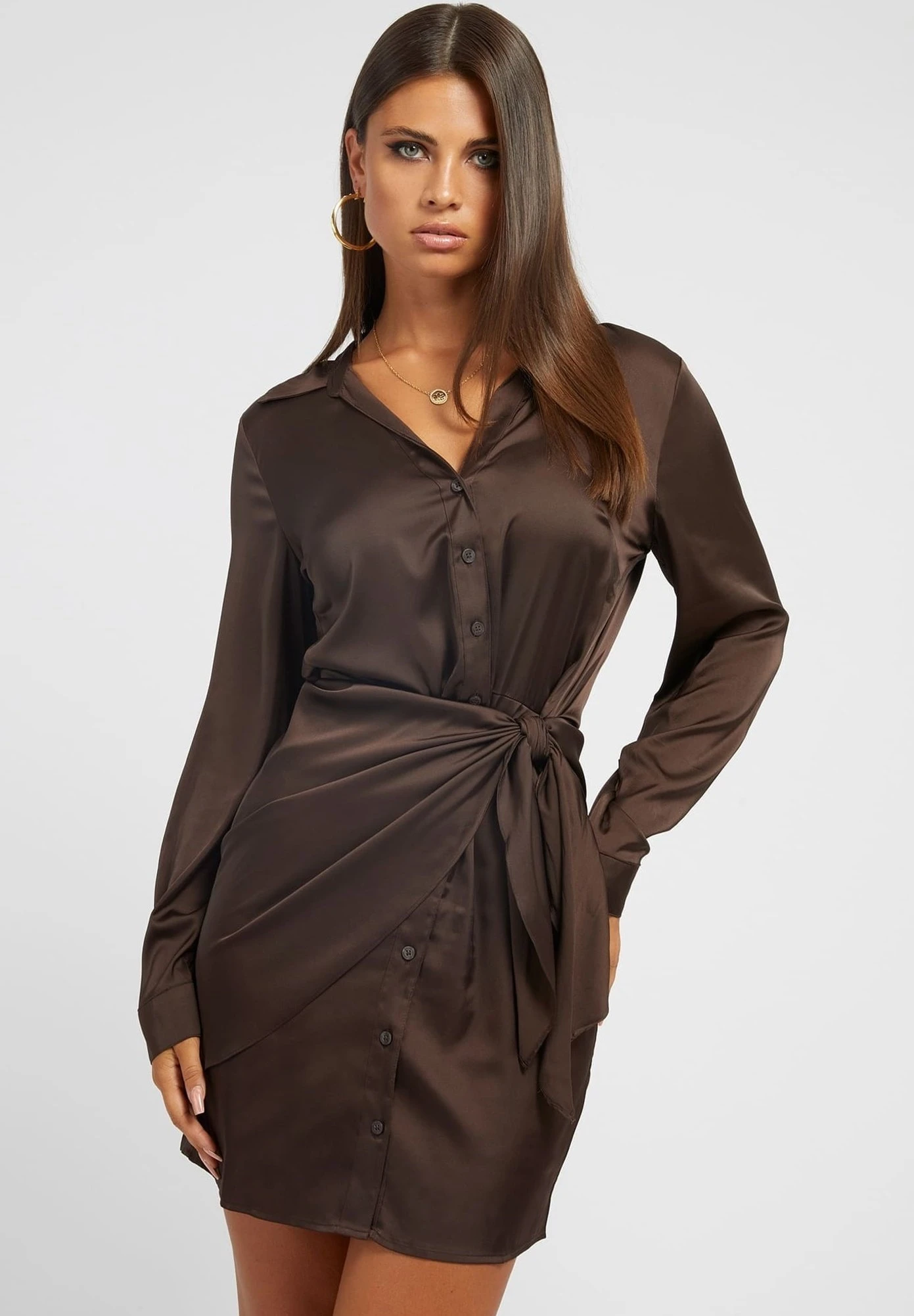 Guess Es Ls Alya - Vestido Camisero - Braun 1 Guess Es Ls Alya - Vestido Camisero - Braun