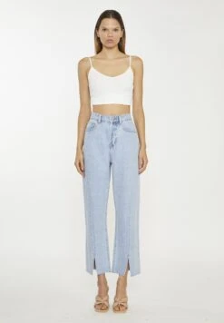 Glamorous Split Front Bleached Stonewash - Vaqueros Bootcut - Bleach Stonewash